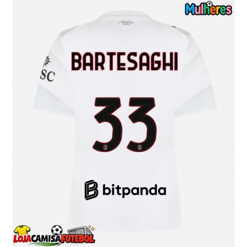 Camisa de Futebol AC Milan Davide Bartesaghi #33 Equipamento Secundário Mulheres 2026-27 Manga Curta